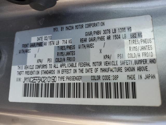 JM1NC2EF6A0210190 - 2010 MAZDA MX-5 MIATA SILVER photo 12