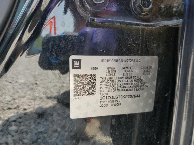 1G1ZG5ST3KF207644 - 2019 CHEVROLET MALIBU RS BLACK photo 13