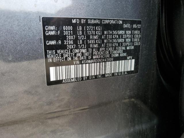 4S4WMARD0N3442806 - 2022 SUBARU ASCENT TOURING 灰色 照片 12