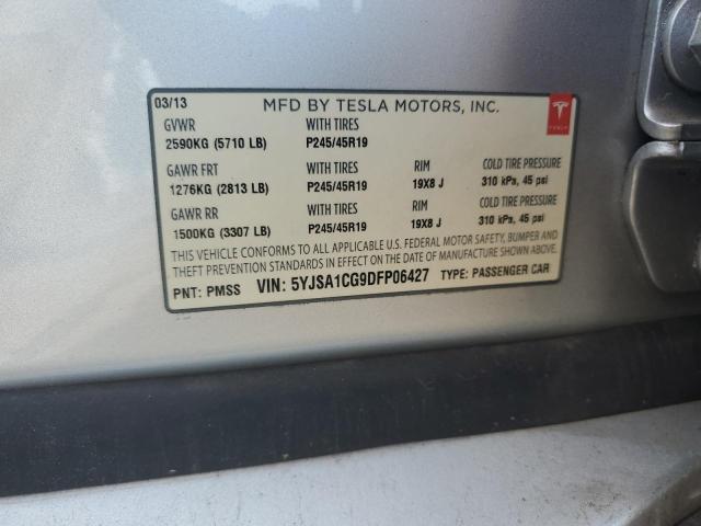 5YJSA1CG9DFP06427 - 2013 TESLA MODEL S SILVER photo 12
