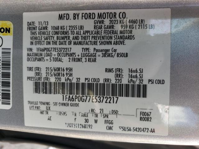 1FA6P0G77E5372217 - 2014 FORD FUSION S SILVER photo 13