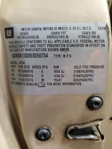 3GNDA13D86S656734 - 2006 CHEVROLET HHR LS 金色 照片 12