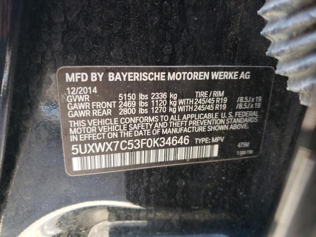 5UXWX7C53F0K34646 - 2015 BMW X3 XDRIVE35I BLACK photo 13