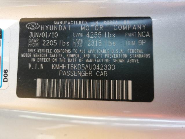 KMHHT6KD5AU042330 - 2010 HYUNDAI GENESIS CO 2.0T SILVER photo 12