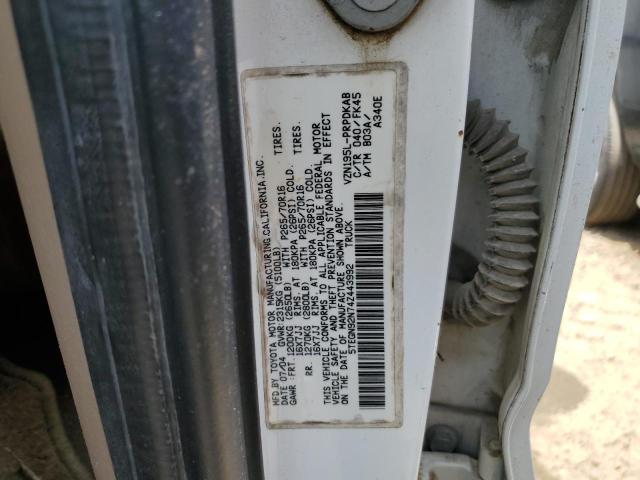 5TEGN92N74Z443992 - 2004 TOYOTA TACOMA DOUBLE CAB PRERUNNER WHITE photo 12