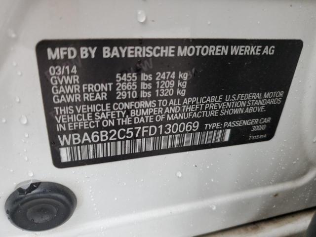 WBA6B2C57FD130069 - 2015 BMW 650 I GRAN COUPE WHITE photo 12