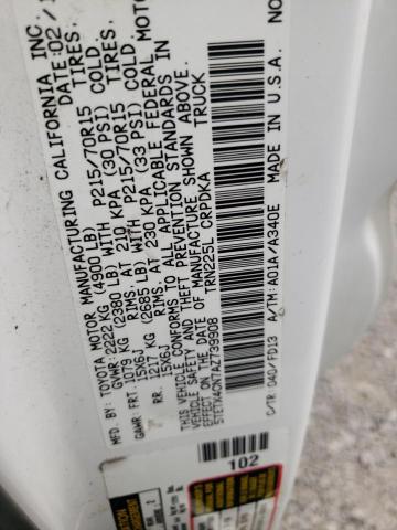 5TETX4CN7AZ739908 - 2010 TOYOTA TACOMA ACCESS CAB თეთრი ფოტო 12