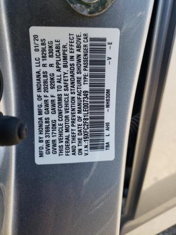 19XFC2F81LE007349 - 2020 HONDA CIVIC SPORT 银色 照片 12