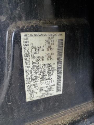 5N1AR18U37C645852 - 2007 NISSAN PATHFINDER LE 黑色 照片 13