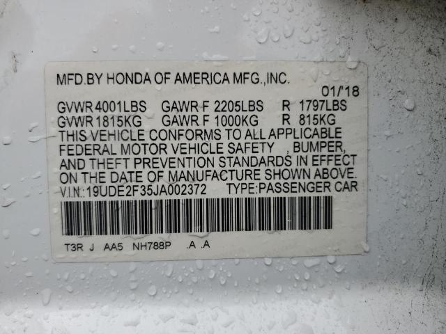 19UDE2F35JA002372 - 2018 ACURA ILX BASE WATCH PLUS WHITE photo 13