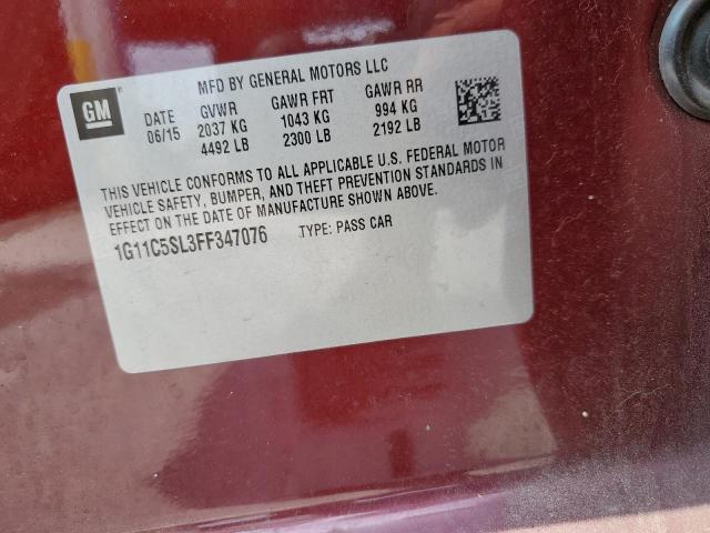 1G11C5SL3FF347076 - 2015 CHEVROLET MALIBU 1LT BURGUNDY photo 12