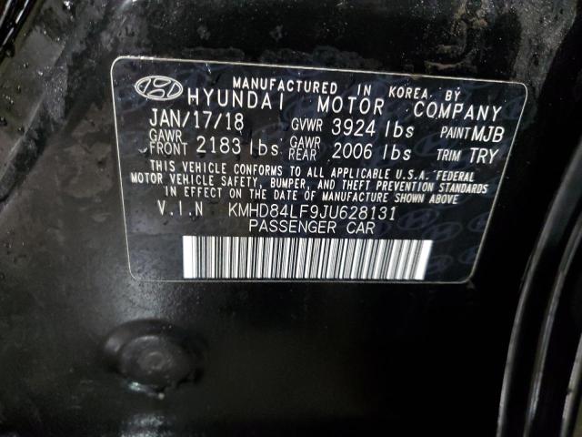 KMHD84LF9JU628131 - 2018 HYUNDAI ELANTRA SEL BLACK photo 13