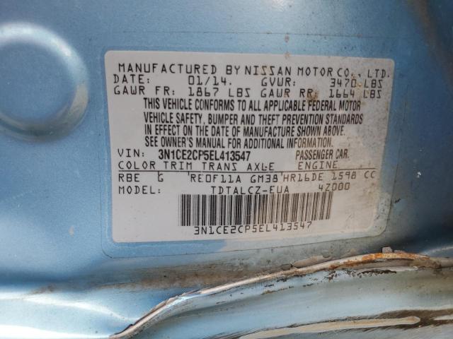 3N1CE2CP5EL413547 - 2014 NISSAN VERSA NOTE S BLUE photo 12