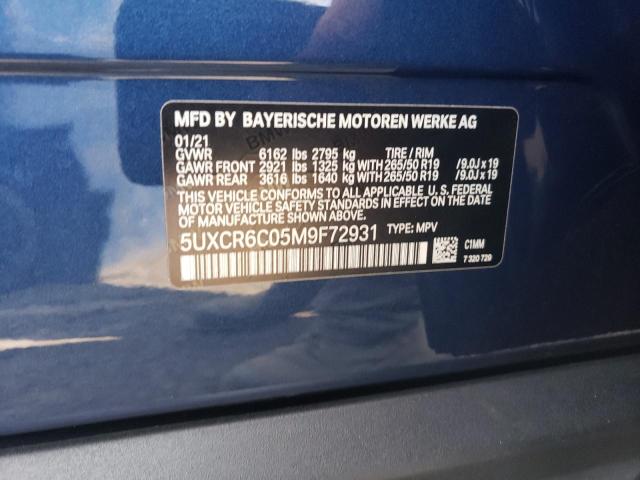 5UXCR6C05M9F72931 - 2021 BMW X5 XDRIVE40I 蓝色 照片 12