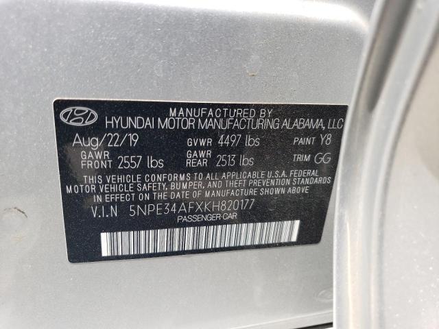 5NPE34AFXKH820177 - 2019 HYUNDAI SONATA LIMITED SILVER photo 12