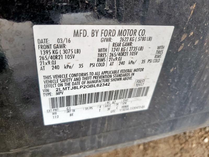 2LMTJ8LP2GBL62342 - 2016 LINCOLN MKX RESERVE Qara foto 13