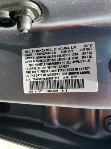 7FARW1H88HE031813 - 2017 HONDA CR-V EXL SILVER photo 13