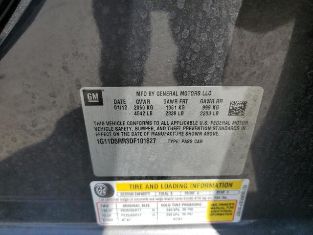 1G11D5RR3DF101827 - 2013 CHEVROLET MALIBU 1LT CHARCOAL photo 12