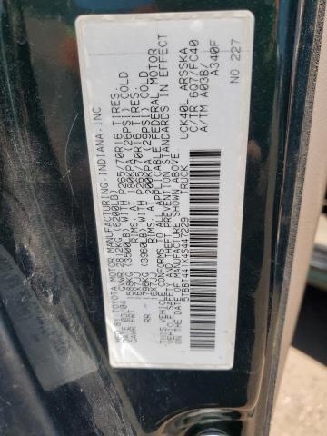 5TBBT441X4S447229 - 2004 TOYOTA TUNDRA ACCESS CAB SR5 GREEN photo 12