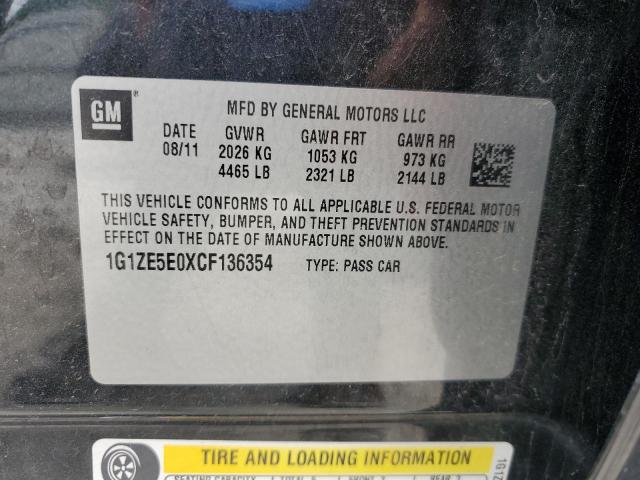 1G1ZE5E0XCF136354 - 2012 CHEVROLET MALIBU LTZ 黑色 照片 12