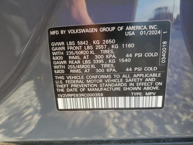 1V2VRPE83RC000359 - 2024 VOLKSWAGEN ID.4 PRO S 灰色 照片 12