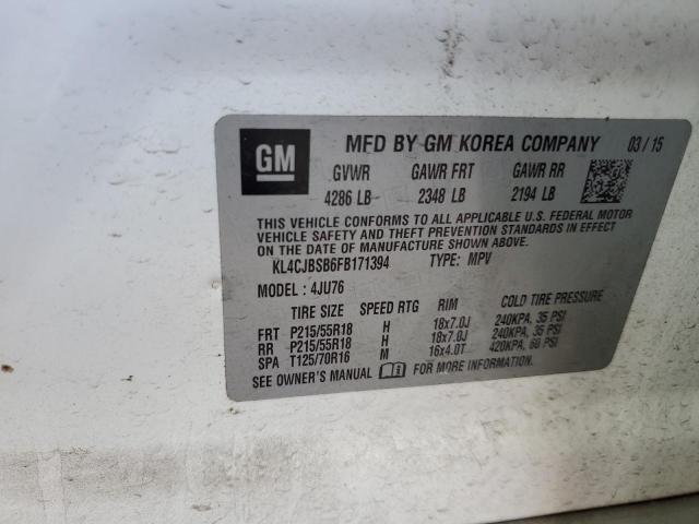 KL4CJBSB6FB171394 - 2015 BUICK ENCORE CONVENIENCE 白色 照片 12