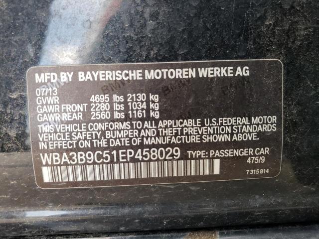 WBA3B9C51EP458029 - 2014 BMW 335 XI BLACK photo 12