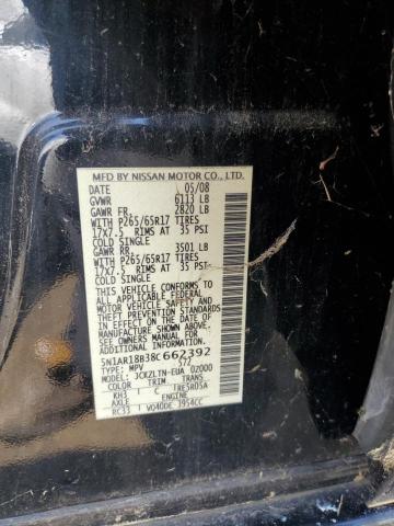 5N1AR18B38C662392 - 2008 NISSAN PATHFINDER S BLACK photo 13