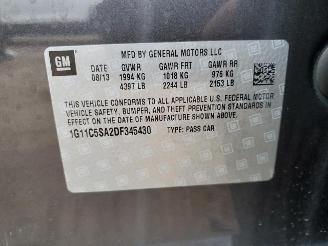 1G11C5SA2DF345430 - 2013 CHEVROLET MALIBU 1LT 灰色 照片 12