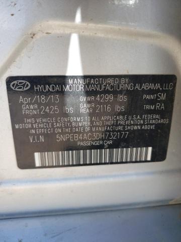 5NPEB4AC3DH732177 - 2013 HYUNDAI SONATA GLS SILVER photo 13