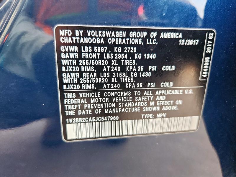 1V2RR2CA5JC547969 - 2018 VOLKSWAGEN ATLAS SEL Mavi foto 14