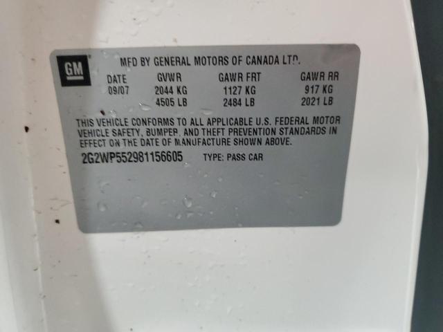 2G2WP552981156605 - 2008 PONTIAC GRAND PRIX 白色 照片 13