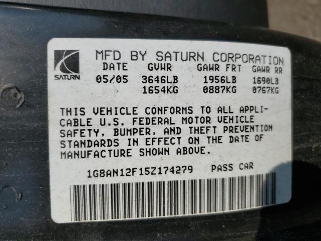1G8AN12F15Z174279 - 2005 SATURN ION LEVEL 2 灰色 照片 12