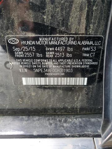 5NPE34AF0GH311903 - 2016 HYUNDAI SONATA SPORT შავი ფოტო 12