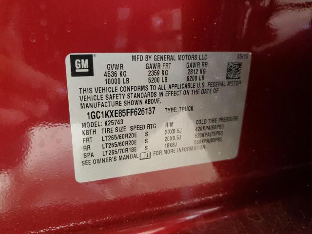 1GC1KXE85FF626137 - 2015 CHEVROLET SILVERADO K2500 HIGH COUNTRY MAROON photo 12