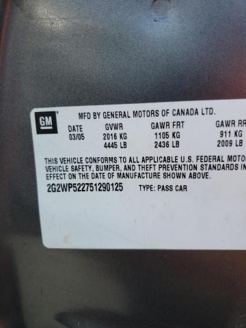 2G2WP522751290125 - 2005 PONTIAC GRAND PRIX 银色 照片 12