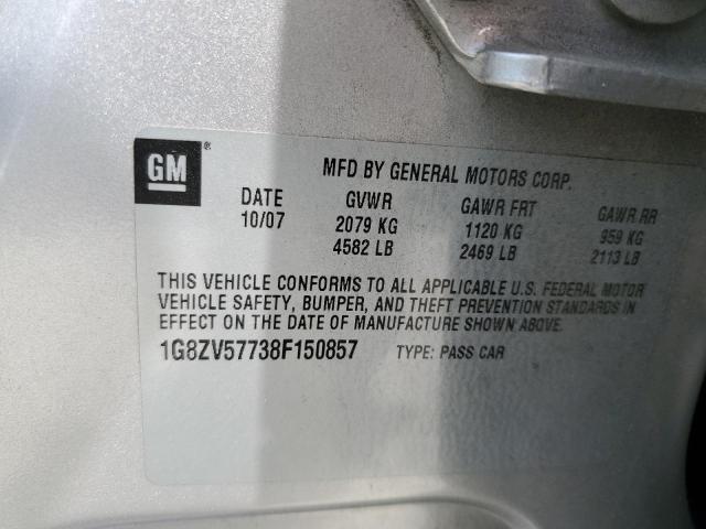 1G8ZV57738F150857 - 2008 SATURN AURA XR SILVER photo 12