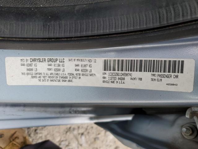 1C3CDZBG1DN590741 - 2013 DODGE AVENGER R/T BLUE photo 12