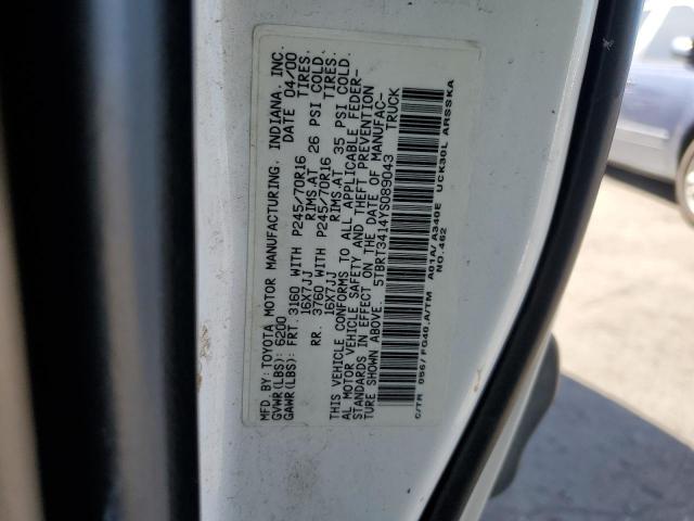 5TBRT3414YS089043 - 2000 TOYOTA TUNDRA ACCESS CAB თეთრი ფოტო 12