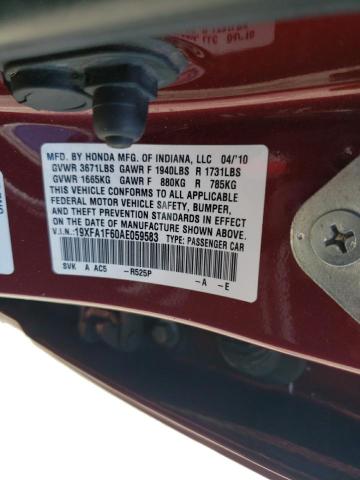 19XFA1F60AE059583 - 2010 HONDA CIVIC LX-S Կարմիր լուսանկար 13