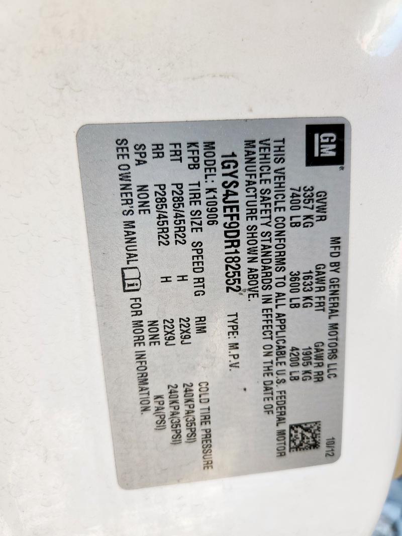 1GYS4JEF9DR182552 - 2013 CADILLAC ESCALADE ESV PREMIUM Kremowy zdjęcie 13