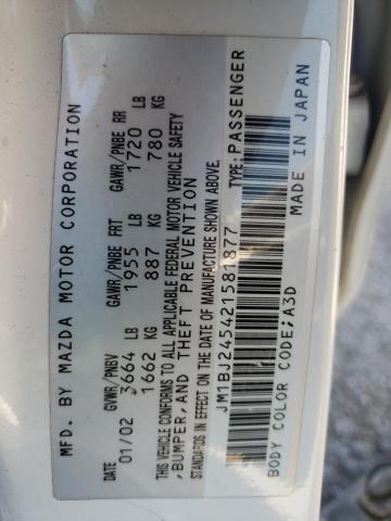 JM1BJ245421581877 - 2002 MAZDA PROTEGE PR5 白色 照片 12