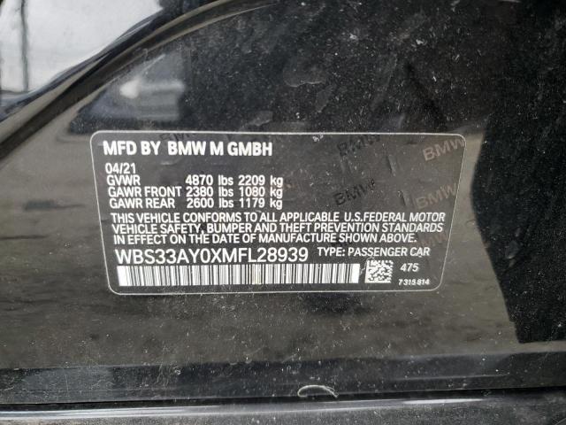 WBS33AY0XMFL28939 - 2021 BMW M3 COMPETITION BLACK photo 12