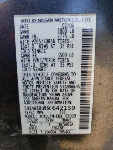 5N1AR18U96C642159 - 2006 NISSAN PATHFINDER LE GRAY photo 13