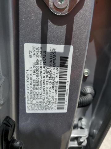 5FNYF7H58MB011037 - 2021 HONDA PASSPORT EXL Plata foto 12