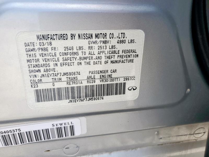 JN1EV7AP7JM590674 - 2018 INFINITI Q50 LUXE SILVER photo 12