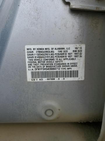 5FNYF3H54EB004712 - 2014 HONDA PILOT EXL 银色 照片 13