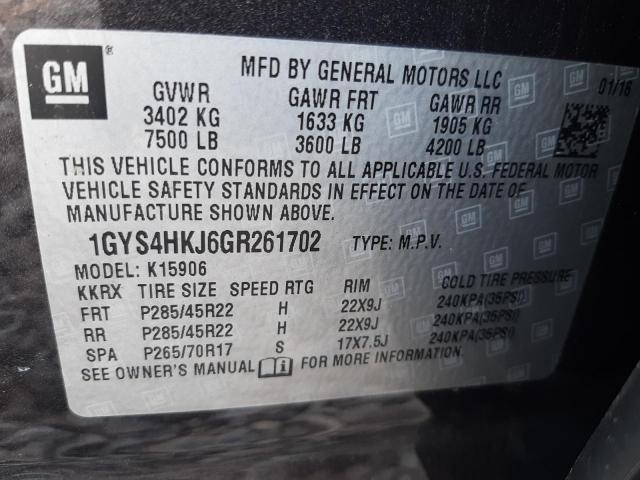 1GYS4HKJ6GR261702 - 2016 CADILLAC ESCALADE ESV LUXURY CHARCOAL photo 12