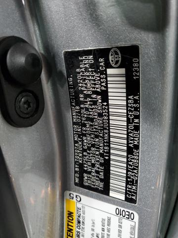 4T1B11HK8JU083524 - 2018 TOYOTA CAMRY L SILVER photo 12