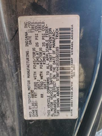 5TBBT44181S160189 - 2001 TOYOTA TUNDRA ACCESS CAB 黑色 照片 12